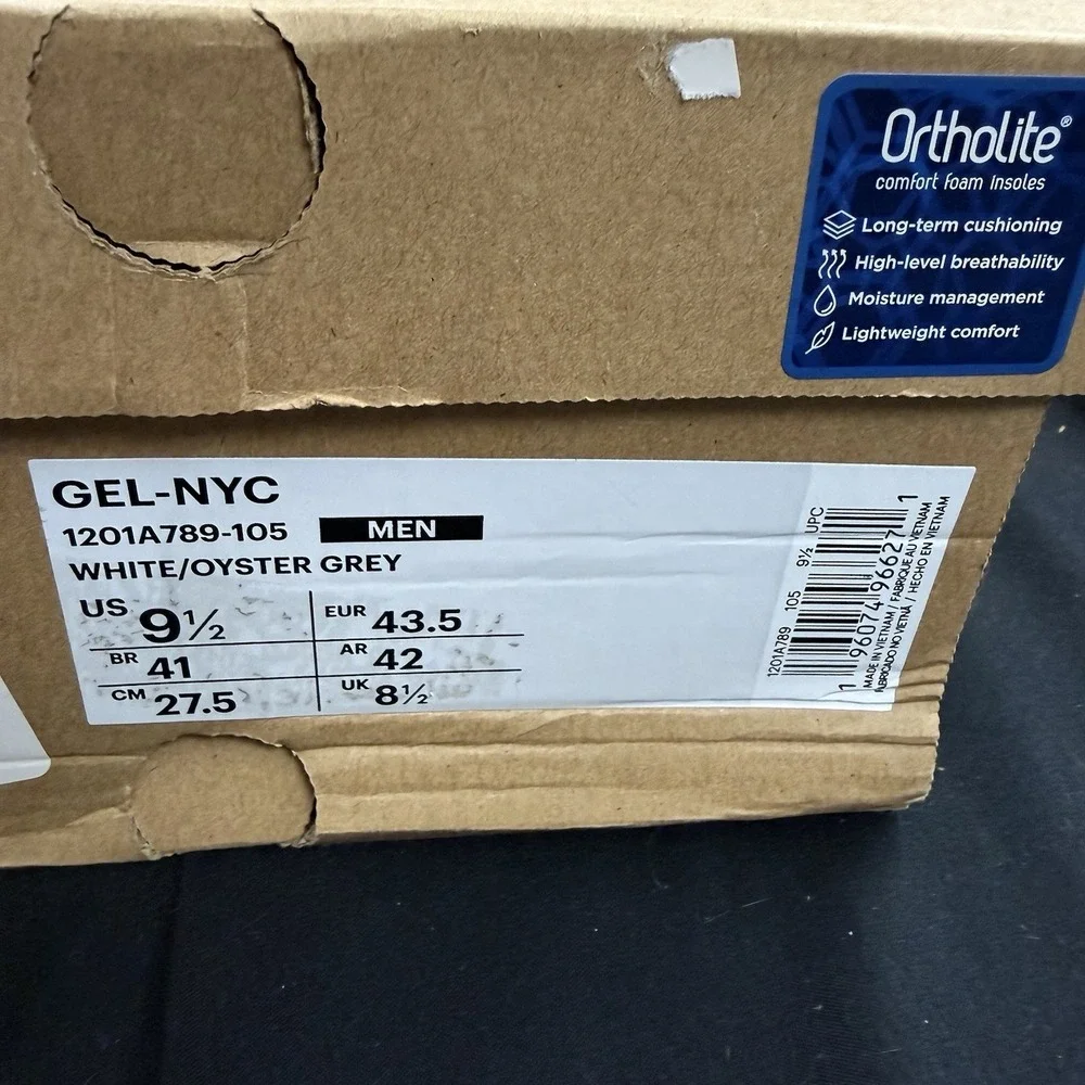 Size 9.5 Asics Gel-NYC 'Cream Oyster Grey' 1201A789-103 Men's Sneakers